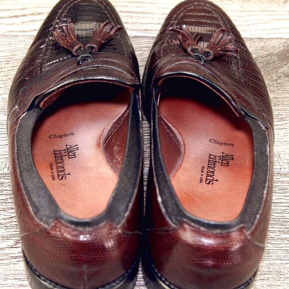 $695 Allen Edmonds CLAYTON Genuine Lizard 7.5 D Brown * add $15 new Trees